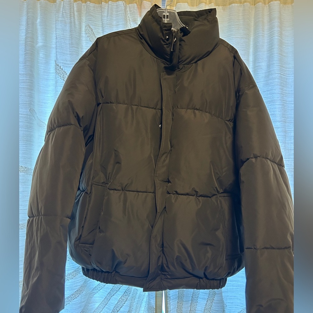 Zara Dark Olive Puffer Coat